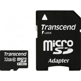 Карта памяти Micro SD 32Gb Transcend TS32GUSDHC10 + SD adapter