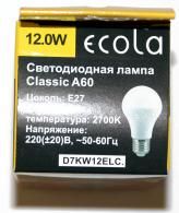 Лампа св/д Ecola груша A60 E27 12W 2700K