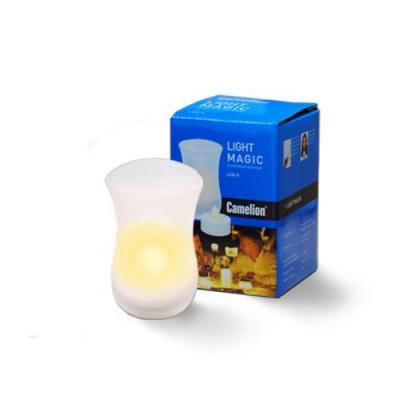 Camelion св-к декоративный свеча в стакане (1xCR2032) 2LED, эффект мерцания  LCG-V Light Magic (1/24)