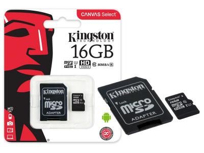 Карта памяти Micro SD 16Gb Kingston SDCS/16GB + adapter