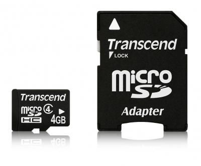 Карта памяти MicroSD 4Gb Transcend TS4GUSDHC4