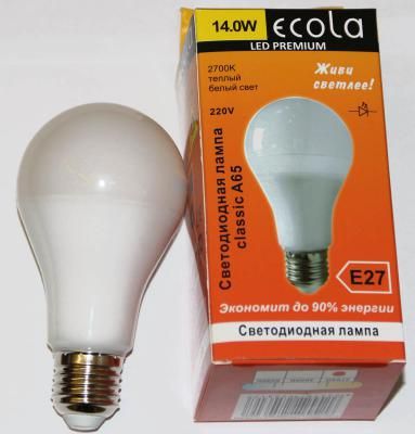 Лампа св/д Ecola груша A65 E27 14W 2700K