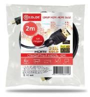 Кабель HDMI D-Color 2.0м, v1.4 , 19M/19M, черный, позол.разъемы, пакет (DCC-HH200)